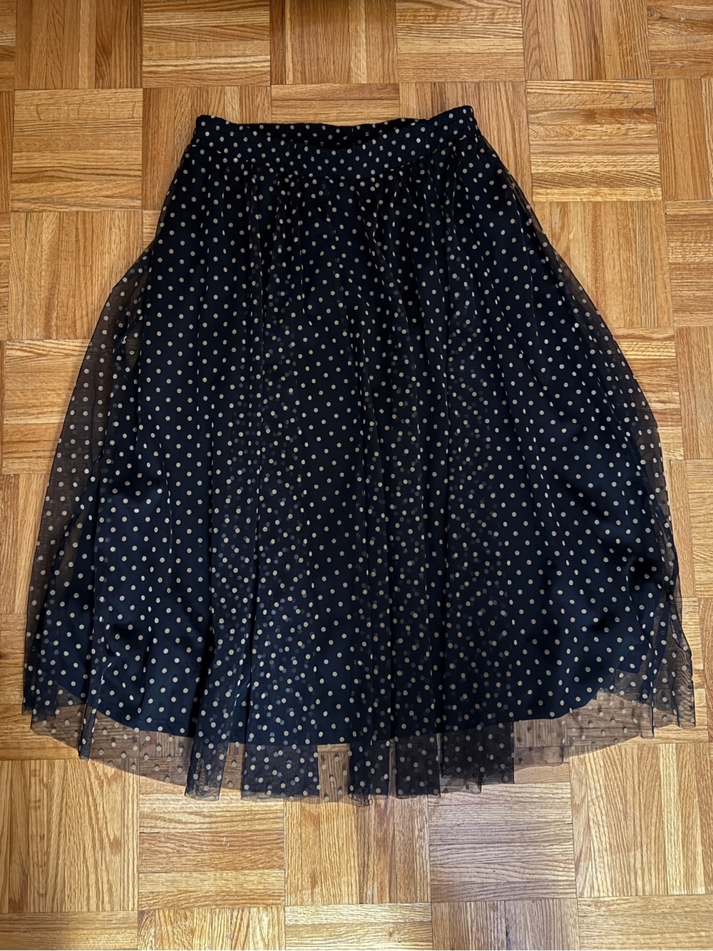 H&M Black Tulle Skirt with Gold Polka Dots